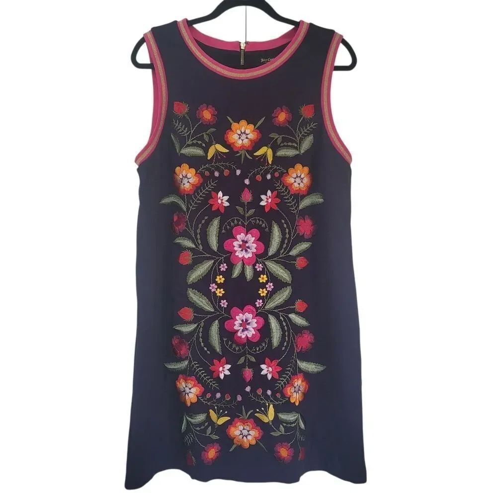 Juicy Couture Black Label Floral Embroidered Sleeveless Dress Large
